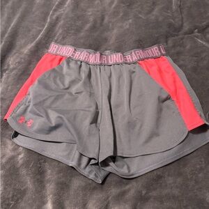 Under Armour Gray and Pink Athletic Shorts Lightweight Breathable Design